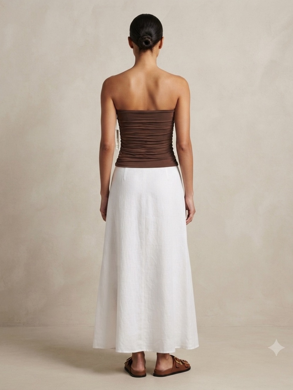 Gaze Brown Ruffle Strapless Top - Picture 3 of 7